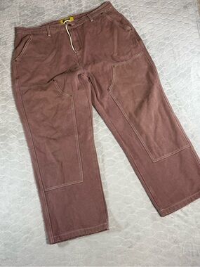 Butter Goods Baggy Double Knee Canvas Pants Brown Size 38 Skater Wide Leg